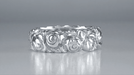 1960's Engraved Roses Wide Retro Band in Sterling Silver