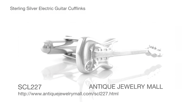 Sterling Silver Electric Guitar Cufflinks - Item: SCL227 - Image: 4