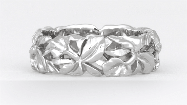 Sterling Silver Filigree Calla Lilies Band- 6.6mm Wide Floral Ring - Item: SSR242 - Image: 3