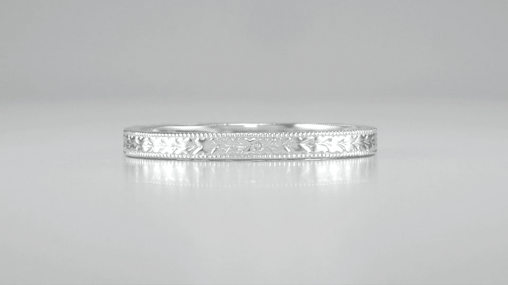 Art Deco Engraved Wheat Wedding Band in Sterling Silver - Item: SSR858ND - Image: 4