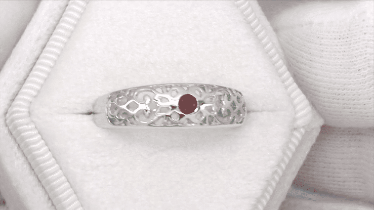 Sterling Silver Edwardian Filigree Ruby Band - Item: SSR197R - Image: 4