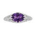 Edwardian Platinum Filigree Antique Style East to West Oval Amethyst Solitaire Ring