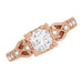 Rose Gold Loving Hearts 1 Carat Princess Cut Diamond Vintage Inspired Engraved Art Deco Engagement Ring