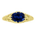 Yellow Gold Edwardian Filigree East to West Oval Blue Sapphire Solitaire Engagement Ring