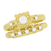 Lucky Clover Retro Modern Diamond Engagement Ring and Wedding Ring Set in 14 Karat Yellow Gold