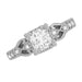 Art Deco Platinum Loving Hearts 1 Carat Square Princess Cut Diamond Engraved Engagement Ring
