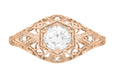 Rose Gold Edwardian Scroll Dome Filigree Diamond Engagement Ring