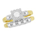 Lucky Clover Vintage 1950s Mixed Metals Yellow & White Gold Diamond Wedding & Engagement Ring Set