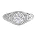 Art Deco Filigree Engraved 3/4 Carat Diamond Low Profile Engagement Ring in White Gold - 14K or 18K