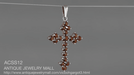 Victorian Bohemian Garnet Gothic Cross Pendant in Antiqued Sterling Silver