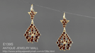 Victorian Bohemian Garnet Leaf Drop Earrings in 14 Karat Yellow Gold and Sterling Silver Vermeil