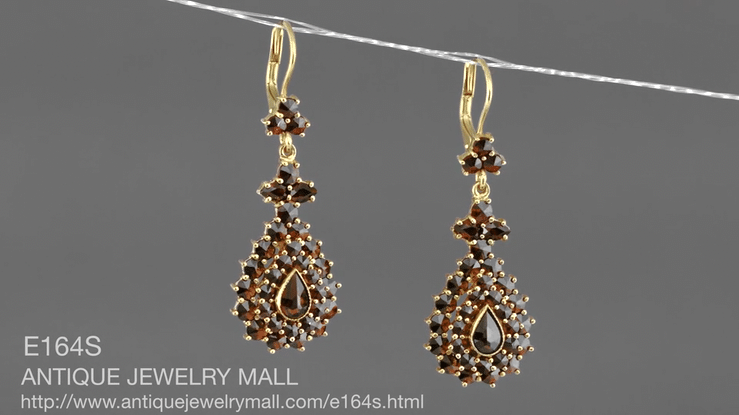 Victorian Bohemian Garnet Teardrop Earrings in 14 Karat Yellow Gold and Sterling Silver Vermeil - Item: E164S - Image: 5