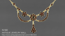 Victorian Bohemian Garnets Teardrop Necklace in Sterling Silver with Yellow Gold Vermeil - 16"