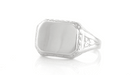 Victorian Antique Style Rectangle Seal Signet Ring in White Gold