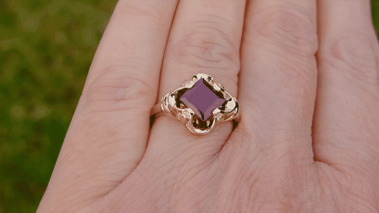 Victorian Square Pyrope Garnet Ring in 14 Karat Yellow Gold - Item: R326 - Image: 3