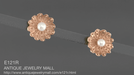 Victorian Sunflower 14 Karat Rose Gold Pearl Stud Earrings