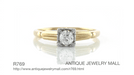 Vintage 1940's Heirloom Old European Cut Diamond Ring in Two-Tone 14 Karat Gold