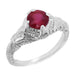 Art Deco Engraved Filigree 1.20 Carat Ruby Promise Ring in Sterling Silver