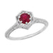 Art Deco Hexagon Antique 1/2 Carat Ruby Filigree Ring in 14K White Gold - R180W33R