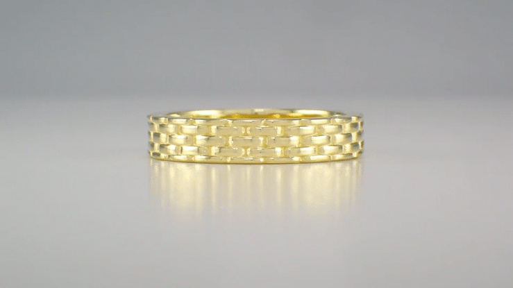 Vintage Style Basket Weave Wedding Band in Yellow Gold - Item: R271Y10 - Image: 4