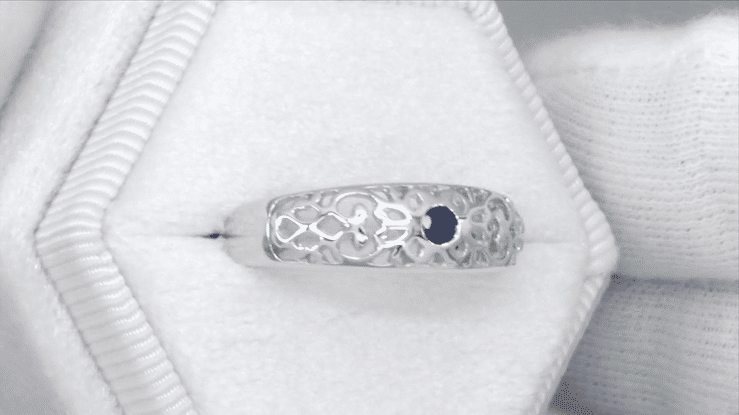 Edwardian Filigree Natural Blue Sapphire Ring in Sterling Silver - Item: SSR197S - Image: 4
