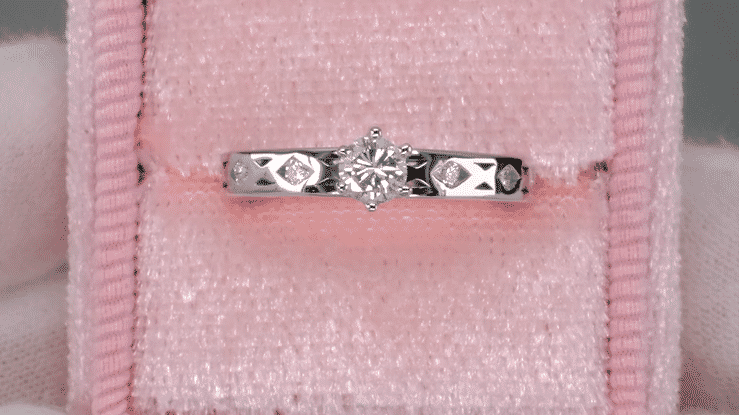 Happy White Sapphire Engagement Ring in 14 Karat White Gold - Item: R429WS - Image: 3