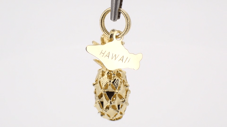 Filigree Pineapple Hawaii Charm in 14 Karat Gold - Item: C412 - Image: 3