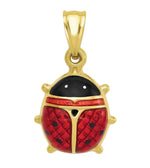 Small Enameled Ladybug Vintage Style Charm in 14 Karat Gold