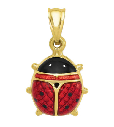 Small Enameled Ladybug Vintage Style Charm in 14 Karat Gold