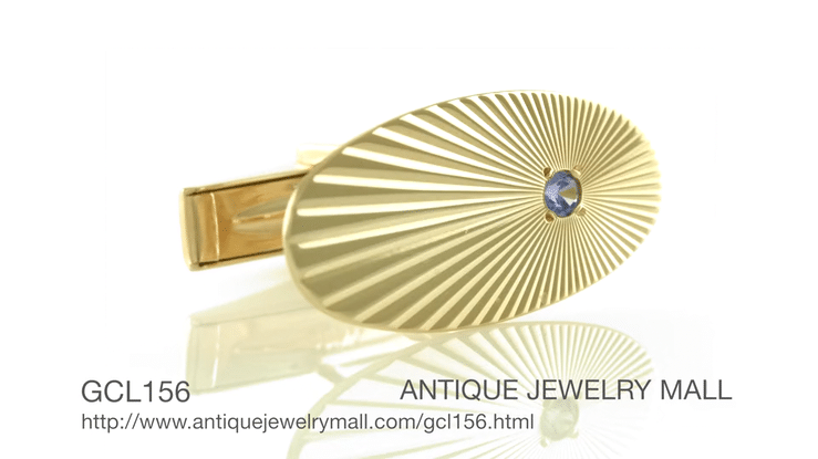 Vintage Mid Century Modern 1950's Starburst Blue Sapphire Cufflinks in 14 Karat Yellow Gold - Item: GCL156 - Image: 5