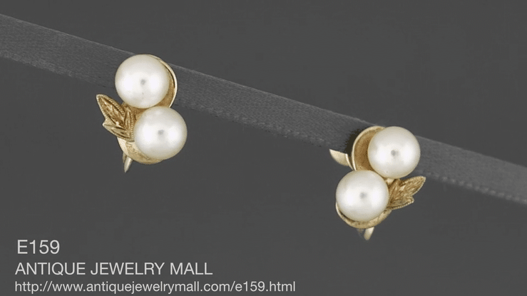 Vintage Mikimoto Pearl Earrings in 14 Karat Yellow Gold - Item: E159 - Image: 5