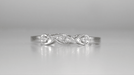 Retro Moderne Raindrop White Sapphire Filigree Wedding Ring in White Gold