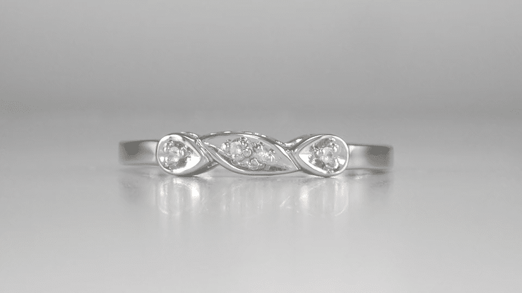 Retro Moderne Raindrop White Sapphire Filigree Wedding Ring in White Gold - Item: WR380WS10 - Image: 4