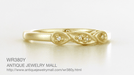 Vintage Style Retro Moderne Yellow Gold Filigree Diamond Wedding Ring - 10K, 14K or 18K