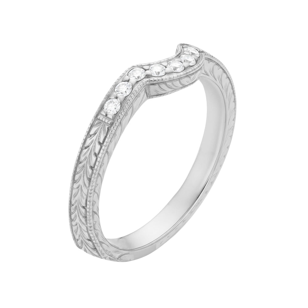 Royal Crown Contoured Platinum and Diamond Companion Wedding Band - Item: WR460PD-LC - Image: 2