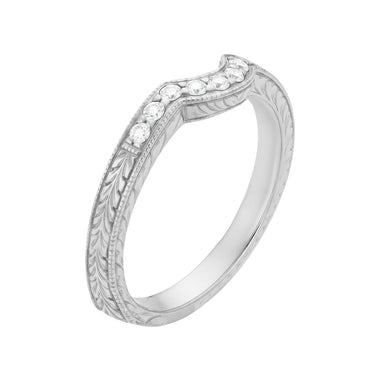 Royal Crown Contoured Platinum and Diamond Companion Wedding Band - alternate view