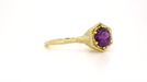 3/4 Carat Amethyst Art Deco Engraved Hexagon Filigree Ring in 14 Karat Yellow Gold