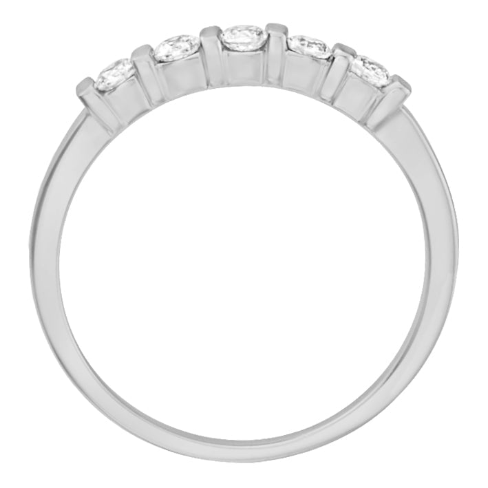 1980's Channel Set 5 Diamond Wedding Ring in White Gold - 14K or 18K - Item: DWR105W-LC - Image: 2