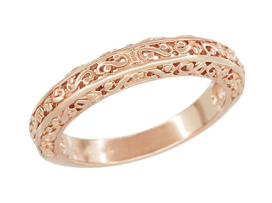 Rose Gold Edwardian Filigree Flowing Scrolls Wedding Band