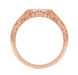 Rose Gold Art Deco Filigree Engraved Scrolls V Contoured Wedding Band
