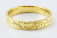 Men's Yellow Gold Art Deco Antique Scrolls Engraved Wedding Band - 10K, 14K or 18K
