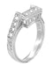 Art Deco Filigree Square Contoured Diamond Wedding Ring in Platinum