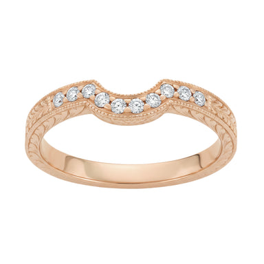14K Rose Gold Royal Crown Hugger Diamond Wedding Band