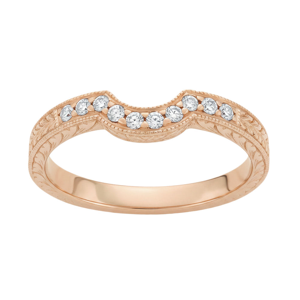 14K Rose Gold Royal Crown Hugger Diamond Wedding Band