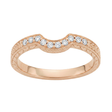 14K Rose Gold Royal Crown Hugger Diamond Wedding Band