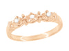 A 1950's rose gold wedding band ring with three round brilliant diamonds set on top, featuring a vintage mid-century design. - WR481R