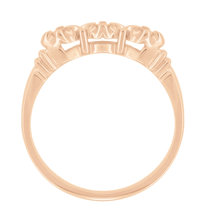 Rose Gold Starburst Galaxy 1950's Mid Century Modern Three Diamond Wedding Band - Item: WR481R - Image: 3