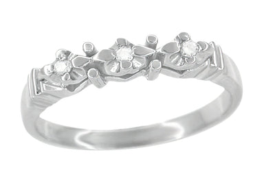 Retro Modern 1950s Vintage White Sapphire Wedding Band in White Gold - Illusion - WR481WS