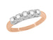 1950's Retro Modern 5 Diamond Wedding Band in Two-Tone 14 Karat Rose Gold and White Gold