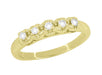 Yellow Gold 1950's Retro Modern Filigree 5 Diamond Wedding Band